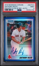 2010 BOWMAN CHROME PROSPECTS BLUE REFRACTOR-AUTO ANTHONY RIZZO 146/150 PSA 9