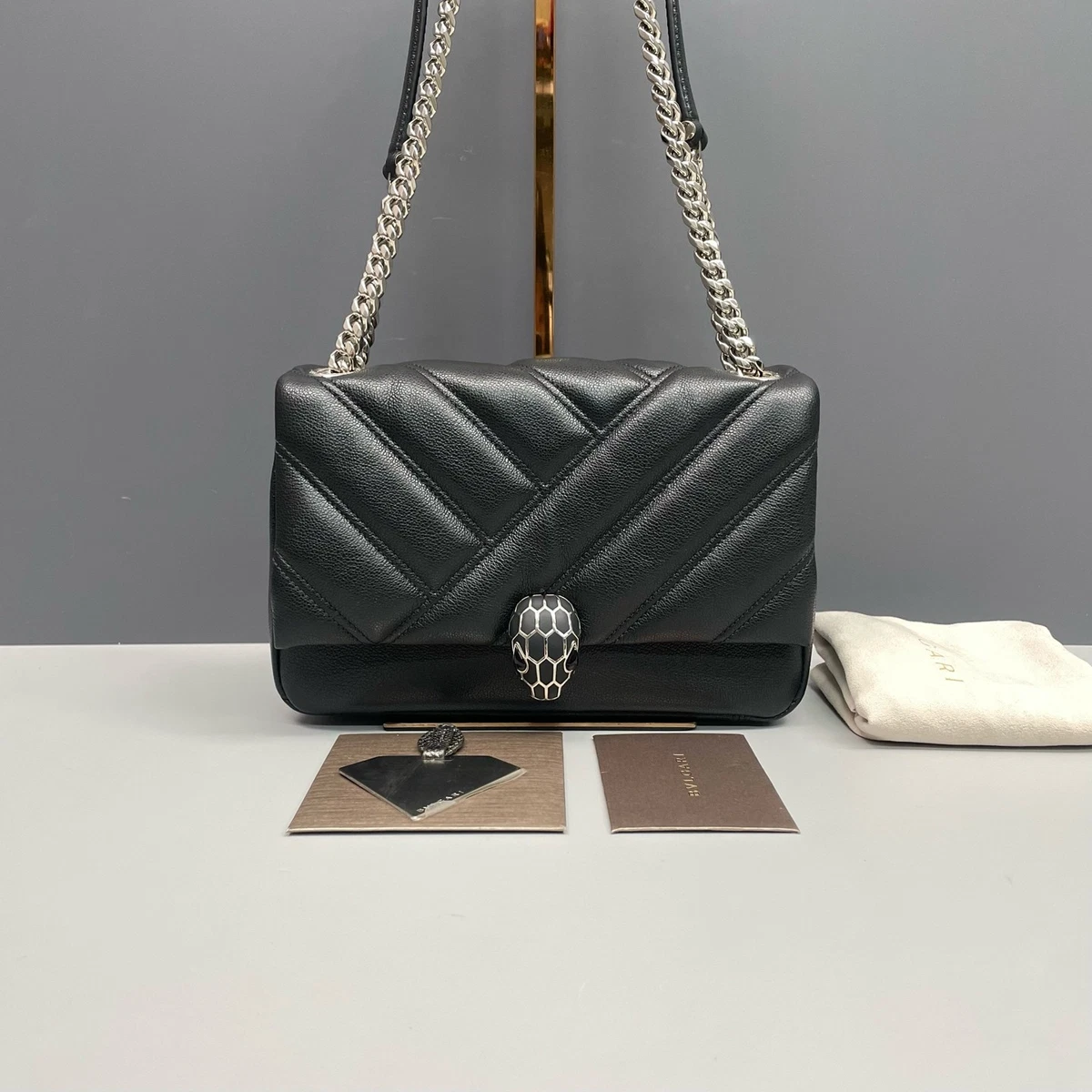 Bvlgari Leather Exterior Black Bags & Handbags for Women for sale