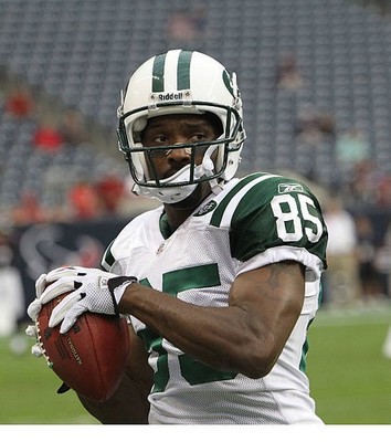 Wide Receiver Derrick Mason New York Jets warms up against the Hou- Old Photo 1