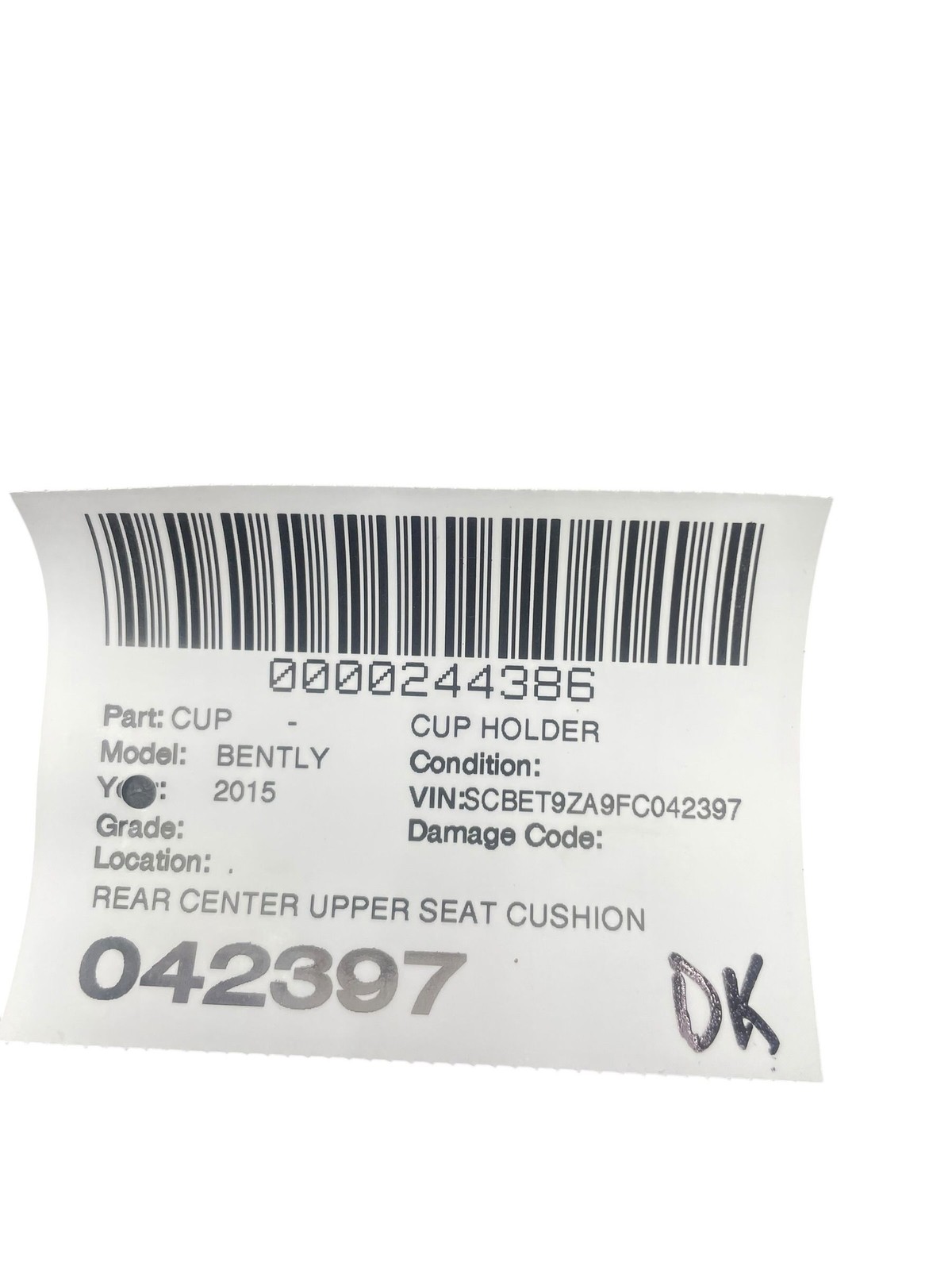 2013-2019 BENTLEY FLYING SPUR 4W 223B REAR CENTER UPPER SEAT CUSHION *INDENTS*