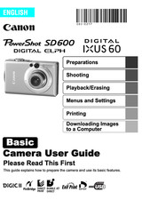 Canon POWERSHOT SD600 IXUS 60 Digital Camera User Owner Instruction Manual