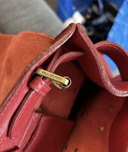 Sac fourre-tout vintage Mulberry Georgie cuir rouge foncé poignée supérieure - Photo 7/11