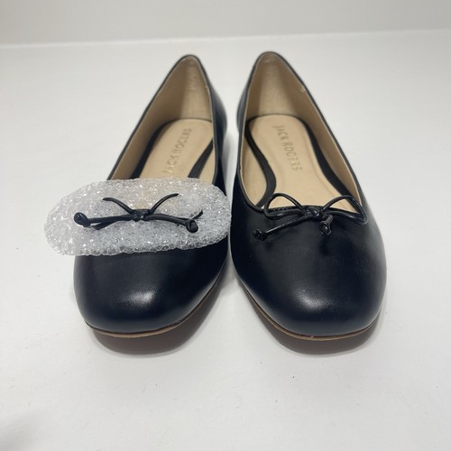 Jack Rogers Black Ballet Flats Size 8.5M Leather Upper Bow Detail Made In Brazil - Picture 2 of 11