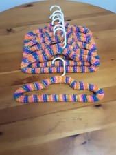 Hand Crocheted Children's Plastic Hangers Yarn Covered Knit Handmade - Lot Of 8