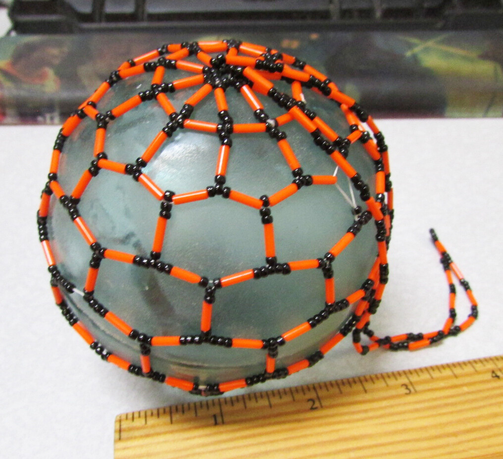 beaded fishing net Alaska Japanese Fishing Glass Float Buoy 3 in with fancy beaded net for  hanging