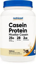 Nutricost Casein Protein Powder 2lb Vanilla - 100% Micellar Casein