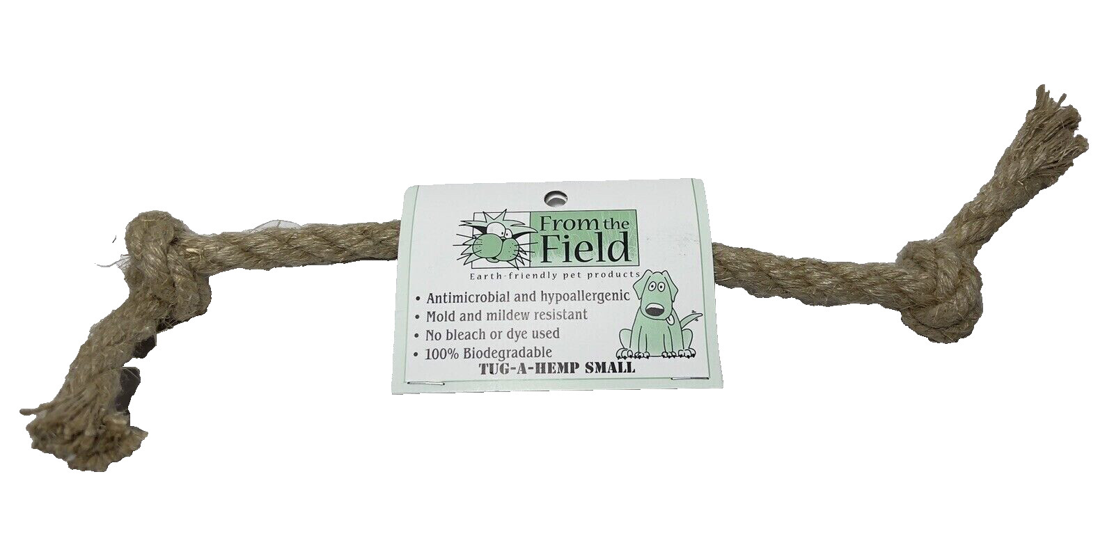 From The Field Small Tug A Hemp Organic Rope Knotted Dog Toy 8MM Thick Chew NEW