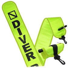 Scuba Diving 4ft Neon Yellow Surface Marker Signal Tube w/ Plastic Clip