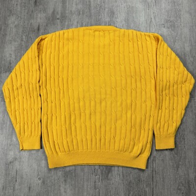 VTG 90S IZOD MENS M 100% COTTON CABLE KNIT CASUAL PULLOVER SWEATER