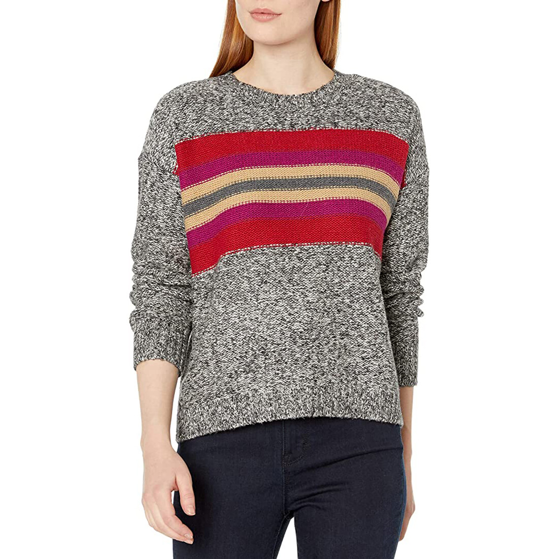 Свитер с круглым вырезом Vince Camuto Colorblock Fairisle красный тюльпан XS 9490₽