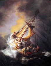  Handmade Oil Painting repro Rembrandt Storm on the Sea of Galilee
