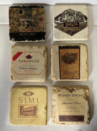 Sonoma Wineries 6 Marble Stone Tiles Ledson Arrowood Simi Blackstone R Strong - Picture 3 of 3