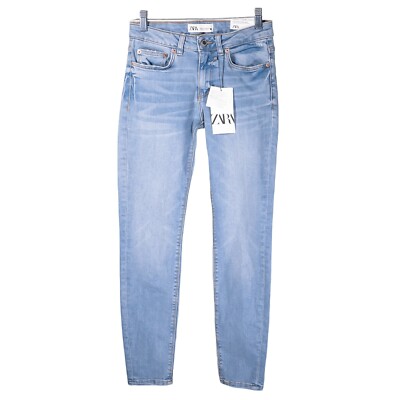 Zara Women's The Skinny Jeans Blue Stretch Mid Rise Light Wash