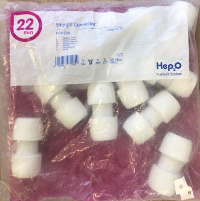 Hep2O Kunststoff Steckverbinder gerade - 22 mm (10er Pack) HD1/22W