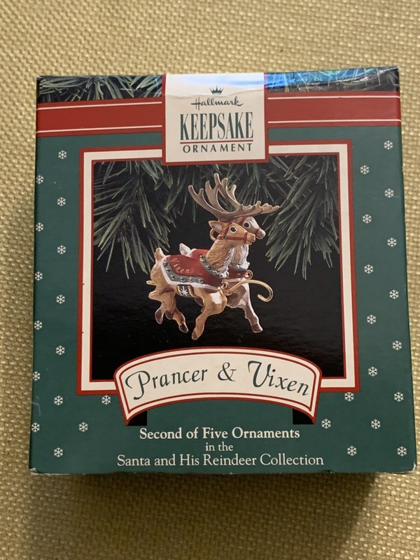 1992 hallmark keepsake second of five ornaments prancer and vixen