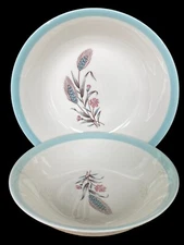 Vintage Set MCM Homer Laughlin Spring Garden Duratone Bowls  5 1/4" 6"