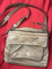 Fossil Brown Tan Leather Purse 75082 Many Pockets Soft Crossbody Pattern Lining