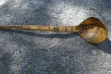 Antique North West Coast Goat/ Sheep Horn Spoon with Silver Repair Mid 1800's