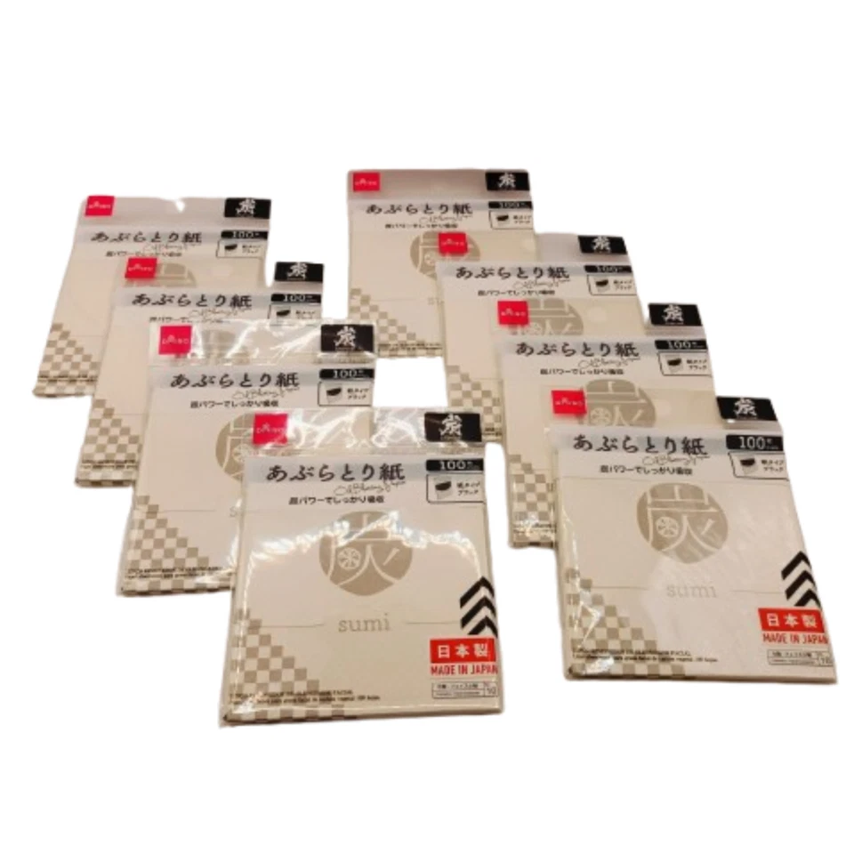 Papel secante de aceite facial hecho en Japón carbón 8 piezas 800 hojas en total Foto 2 de 4