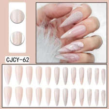 24PCS False Nail Tip Ballet Coffin French Full Cover Fake Nail Press On Manicu ↔