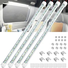 4PCS 12V LED Interior Light Bar, 192Leds 12V LED Light Strip with Switch, 6500K