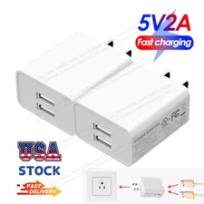 2PACK US Plug 5V 2A USB Port Wall Charger Dual USB Power Adapter Converter Lot