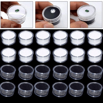 Transparent Gem Round Box Protective Loose Diamond Gemstone Display Case Holder
