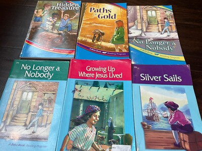 A Beka Paperback Lot- 6 Books- 2 Level, Hidden Treasure, Paths Of Gold,  Preowne