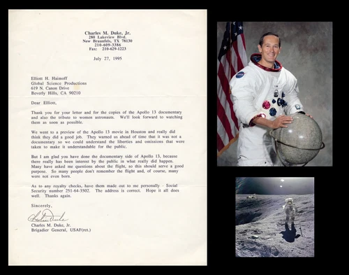 CHARLES CHARLIE DUKE Autographed Signed Typed Letter Apollo 16 Astronaut Moon