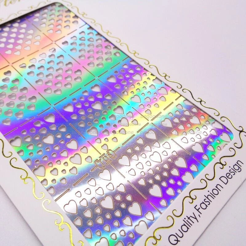 Nail Art Vinyl Stencil Guide Decal Manicure Tip Stamping Tool Love Heart Style - Image 4 of 4