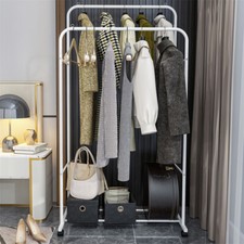 Heavy Duty Metal Rolling Clothes Garment Rack Hanger Clothing Stand Storage Shoe