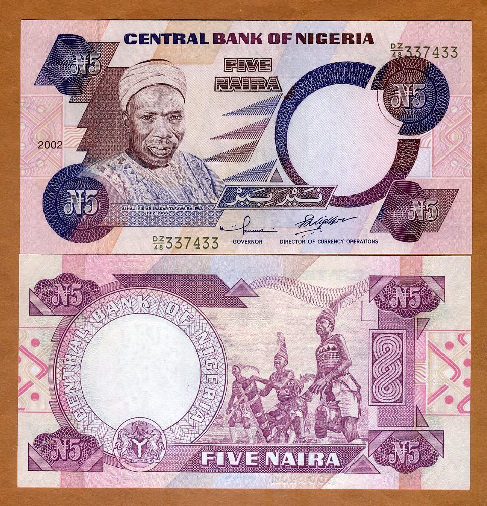 Nigeria, 5 naira, 2002, p-24 (24g), large size issue, unc dz/ replacement