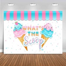 Ice Cream Gender Reveal Backdrop Summer Baby Shower What's The Scoop Gender S...