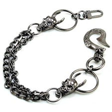 DK Short Skull Classic Biker Trucker Key Jean Wallet Chain (14") CS101 BLACK
