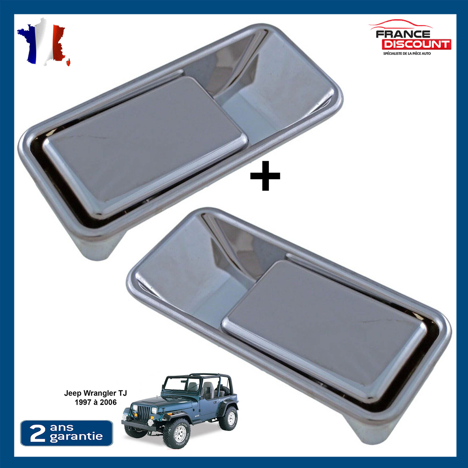 Poignée de porte Wrangler TJ chrome pour remplacer une pièce cassée côté gauche et droit