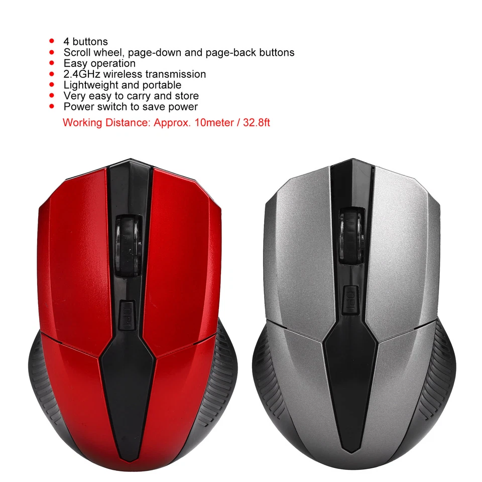 Wireless Mouse 2.4GHz 4 Keys Optical Mice With USB Receiver Computer Accesso - Image 2 of 4