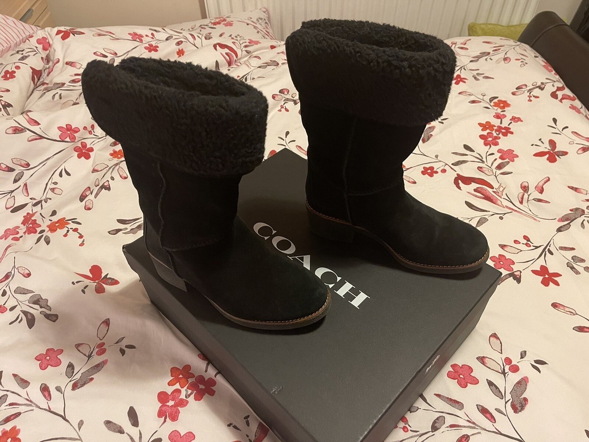 Coach Turnlock Shearling boots Black UK Size UK