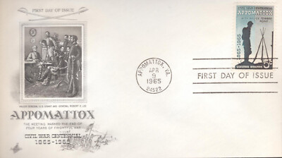 1965 First Day of Issue - Postage Stamp - Appomattox - Art Craft