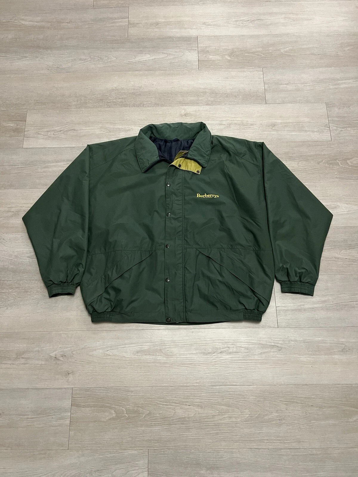 Giacca bomber vintage Burberrys Of London classica verde full zip 2XL