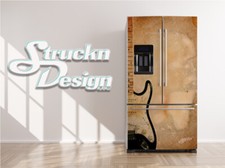 Vintage Guitar Beige Brown Side Fridge Freezer Wrap Side Door Vinyl Decal