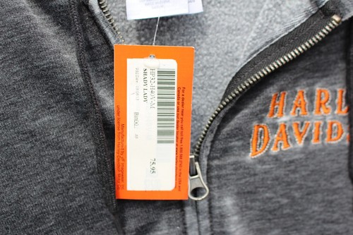 Boston MA Harley Davidson Women's Full Zip-Up Hoodie Distressed Gray NWT New $76 - Picture 14 of 16