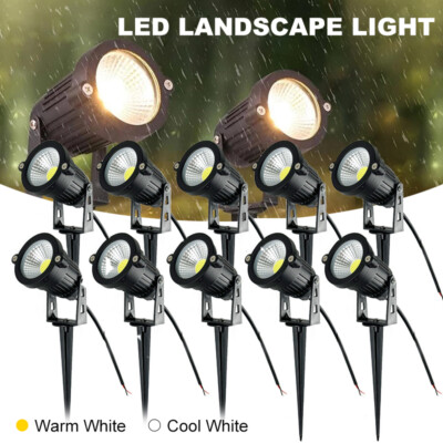 10 Pack 12V LED Landscape Light Floodlights Waterproof Outdoor Garden Spotlights