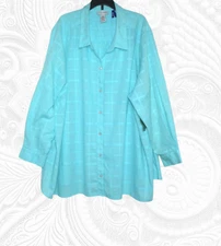 Catherines 3XWP (26/28WP) Petite Plus Size Turquoise Blouse - NWT