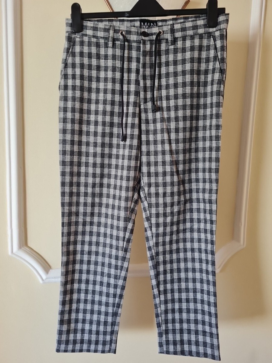 Boohoo Mens Checked Suit Trousers Skinny Fit Check Suit Trousers