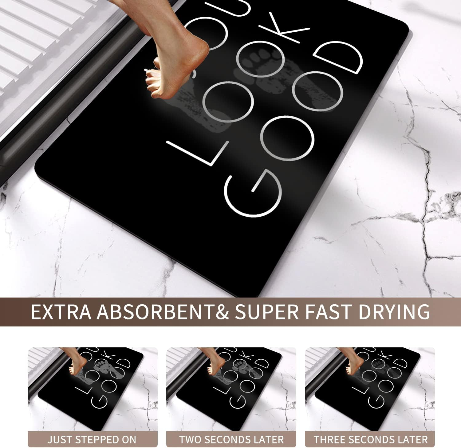 Black Quick Dry Bath Mat, Funny You Look Good Bathroom Rugs Small Fit