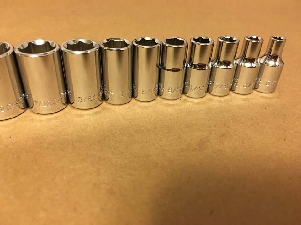 Craftsman 1/4" Drive 11 PC Piece 6 Pt Point SAE Inch Chrome Socket Set 5/32-9/16 - Image 3 of 4