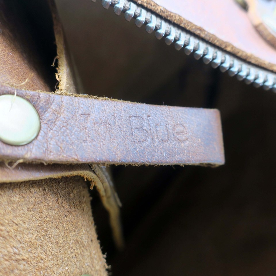 In Blue Handmade Brand Classic Raw Brown Leather Tote Bag Asheville NC