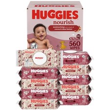 Huggies Nourish Scented Baby Wipes 10 Push Button Packs 560 Count Total