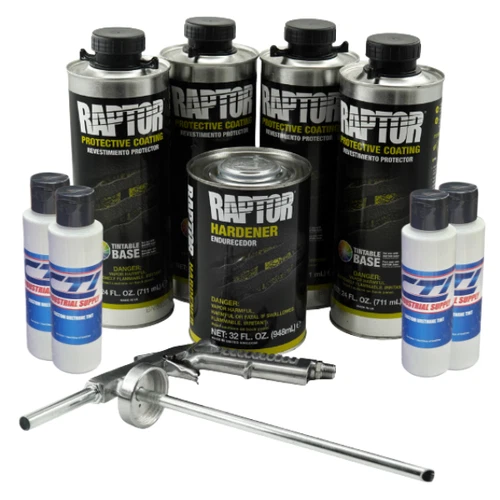 U-POL Raptor Ford White Urethane Spray-On Truck Bed Liner W/Free Spray Gun 4L