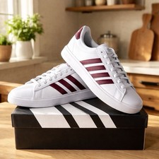 NIB adidas Womens Grand Court 2.0 Shoes Cloud White / Aurora Met Size 8.5